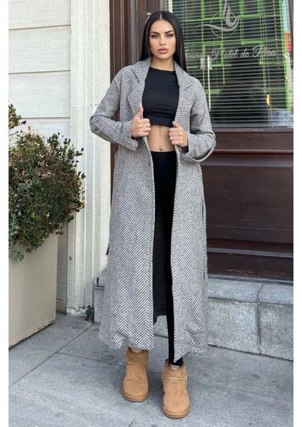 Vizon Kruvaze Yaka, Çift Cepli, Beli Kemerli, Uzun Balıksırtı Kaşe Kaban (Astarsız) modelleri