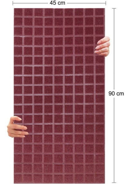 Akustik ve Dekoratif Kare Desenli Keçe Panel 45X90 cm / 2 Adet / 0,81 M²