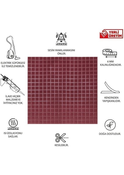 Akustik ve Dekoratif Kare Desenli Keçe Panel 45X90 cm / 2 Adet / 0,81 M²
