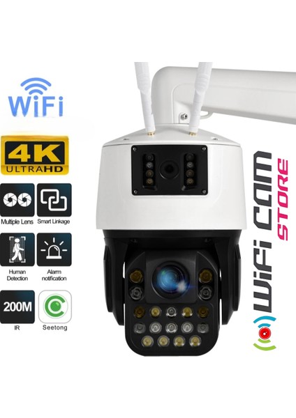 Çift Kameralı 42X Optik Zoom Dev Metal Kasa Wıfı Kamera 360 Sınırsız Motor ve Alan Tarama Özelliği