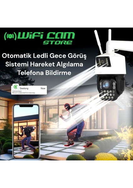 Çift Kameralı 42X Optik Zoom Dev Metal Kasa Wıfı Kamera 360 Sınırsız Motor ve Alan Tarama Özelliği