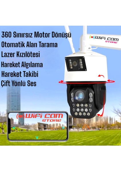 Çift Kameralı 42X Optik Zoom Dev Metal Kasa Wıfı Kamera 360 Sınırsız Motor ve Alan Tarama Özelliği