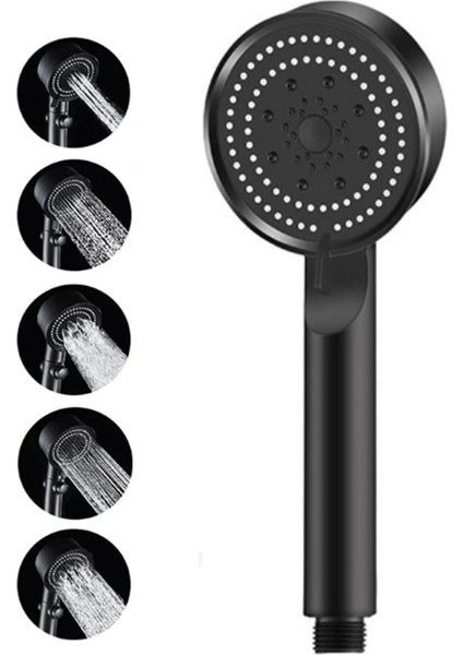 Turbo Fan 5 Fonksiyonlu Su Tasarruflu Duş Başlığı Siyah