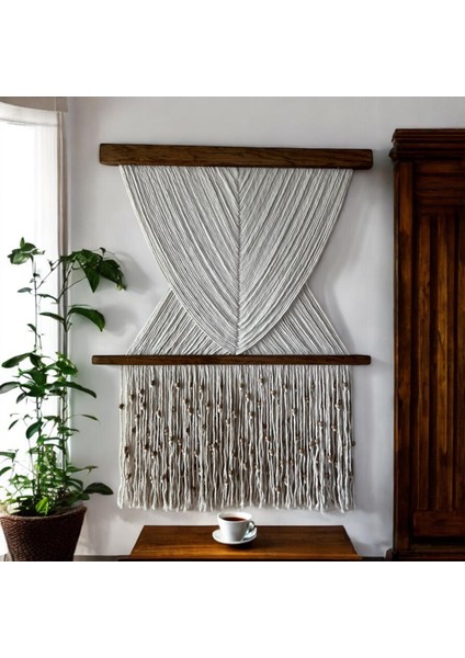Büyük Boy Boncuklu Makrome Duvar Süsü,pinterest Tarzı Bohem Stil Ev Dekoru, Iskandinav Tarzı Dekor