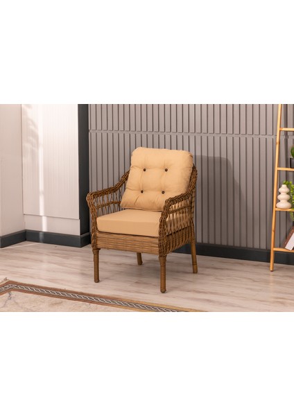Milas 2'li Bahçe ve Balkon Takımı Kahverengi 2+1+1 Masalı