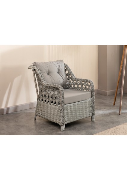 Datça Rattan Bahçe Mobilyası 3+1+1 Açık Gri/masalı