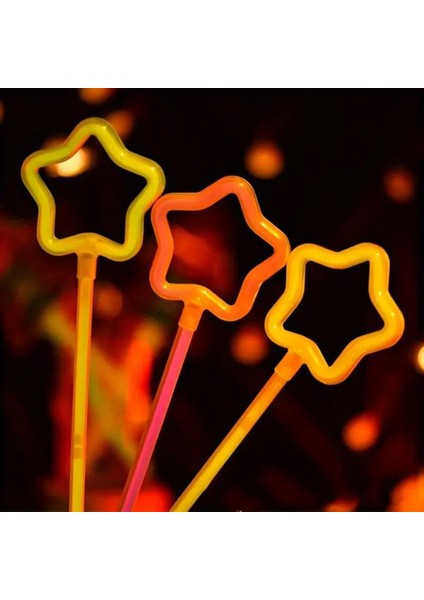 Nessiworld Glow Stick Yıldız Asa Kırılınca Yanan Yıldız Çubuklar 6 Renk 6 Adet