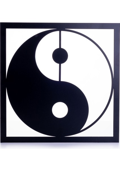 Ying Yang Siyah Metal Duvar Tablosu, 30X30 cm