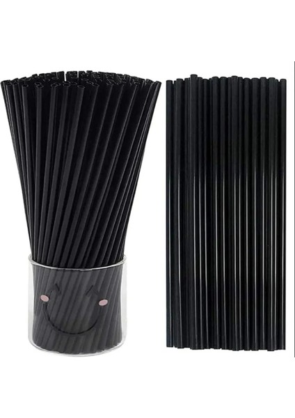 500 Adet Kalın Frozen Pipet Siyah 22 cm 7 mm
