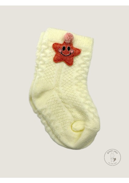 3'lü Kız Gülen Yıldız Aksesuarlı Pamuklu Bebek Soket Çorap | Yenidoğan | 0-6 Ay | Aksesuar Model fırsatları