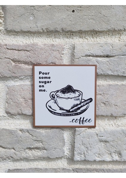 4'lü Tablo Çerçeve Görünümlü Iskandinav Tasarım Kahve Köşesi Mini Ahşap Dekoratif Set(10*10 Cm)
