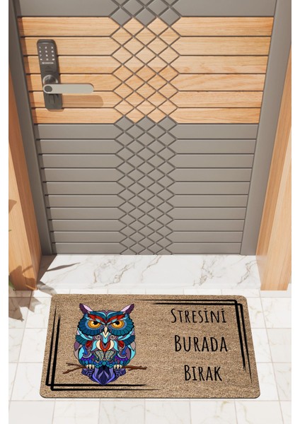 Modern Dijtal Baskı Baykuş Strs Yasak Kapı Önü Paspası