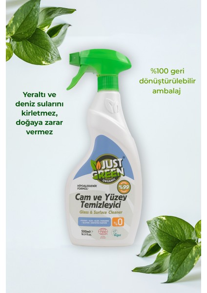 Bitkisel Cam Ve Yüzey Temizleyici, %100 Bitkisel - Doğal Ve Etkili Temizlik (500 ML) - Yerli Üretim