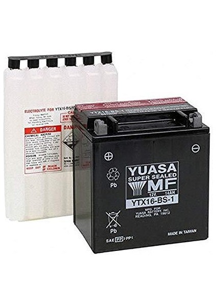 12V 14 Ah Motosiklet Aküsü 230 A (En) (150*87*161) (YTX16-BS-1) (Ters)