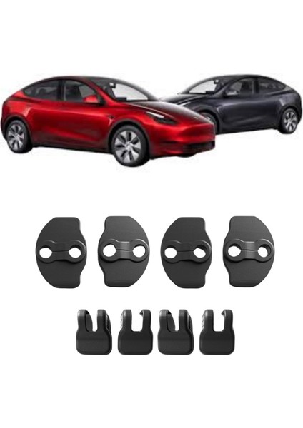 Tesla Model Y / Model 3 Kapı Kilidi Koruma Kapakları, 4 Adet Set Olarak, Mat Siyah Renk
