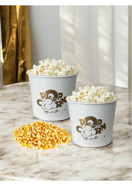 Metal Popcorn Kutusu - Patlamış Mısır Kovası 2 Adet
