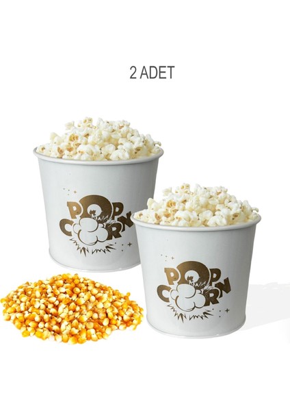 Metal Popcorn Kutusu - Patlamış Mısır Kovası 2 Adet