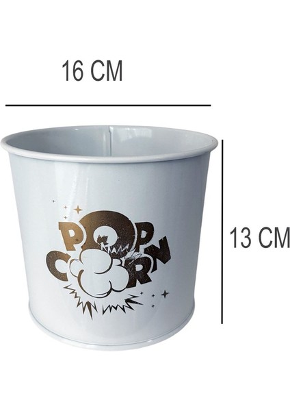 Metal Popcorn Kutusu - Patlamış Mısır Kovası 2 Adet
