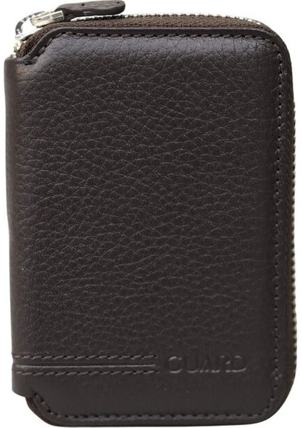 Kahverengi Hakik Deri Fermuarlı Mini Cüzdan - GRD250207WT1850