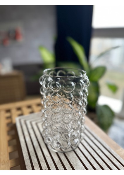 Dekoratif Kabarcık Desenli Cam Vazo 20 x 12 cm - Şeffaf ve Modern Tasarım Bubble Pinterest