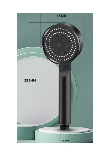 5 Modlu Premium Siyah Duş Başlığı