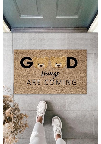 Bej Kapı Önü Paspası Good Things Ayıcık Desen K-3333