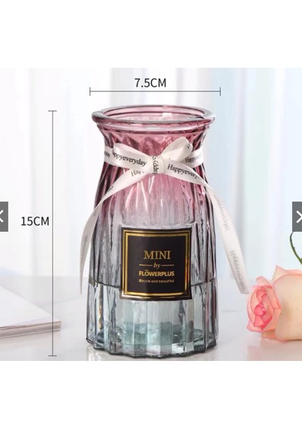 Dekoratif Renkli Cam Vazo 15*7 cm - Mını By Flöwerkalya Koleksiyonu Nervürlü Cam Stil Pinterest