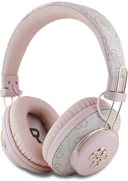 Lisanslı Bluetooth Kulaklık Enc Teknolojili Metal Logolu Pu Deri Kulak Üstü Tasarım Pembe