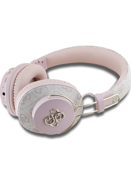 Lisanslı Bluetooth Kulaklık Enc Teknolojili Metal Logolu Pu Deri Kulak Üstü Tasarım Pembe