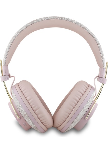 Lisanslı Bluetooth Kulaklık Enc Teknolojili Metal Logolu Pu Deri Kulak Üstü Tasarım Pembe