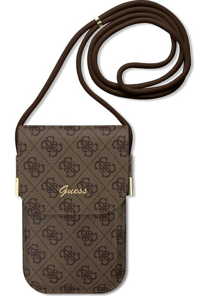 Lisanslı Wallet Bayan Omuz Çanta Script Yazı Logolu Çapraz Vücut Askılı Çanta Kahverengi