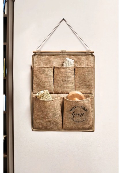 Jüt 5 Cepli Çok Amaçlı Askılı Duvar Tipi Dolap Içi Banyo Mutfak Düzenleyici Organizer 35X45