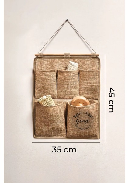 Jüt 5 Cepli Çok Amaçlı Askılı Duvar Tipi Dolap Içi Banyo Mutfak Düzenleyici Organizer 35X45