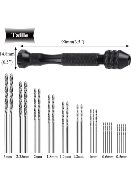 Mini El Matkap 25LI Matkap Ucu 0,5 – 3,0 mm Hassas El Matkabı Seti Metal Ahşap Kuyumcu Model Yapımı