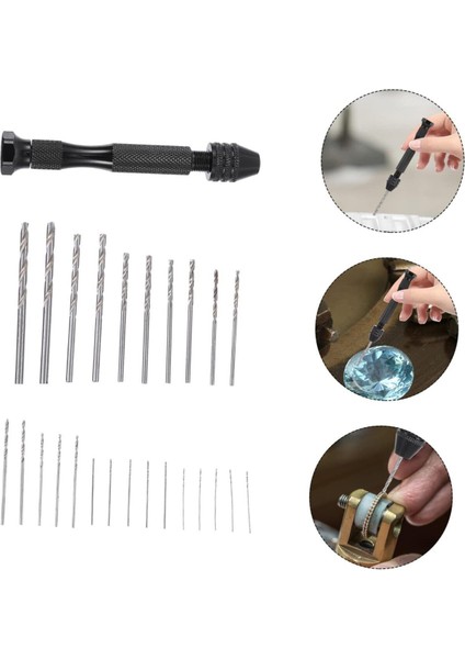 Mini El Matkap 25LI Matkap Ucu 0,5 – 3,0 mm Hassas El Matkabı Seti Metal Ahşap Kuyumcu Model Yapımı