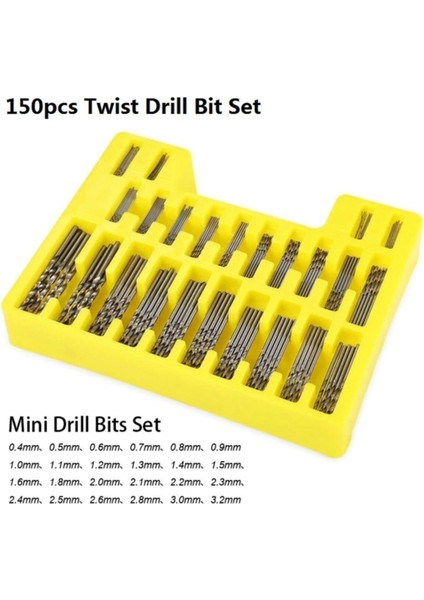 150 Parça Hss Çelik Kutulu Matkap Uç Seti 0.4 mm – 3.2 mm Saklama Çantalı Mikro Set