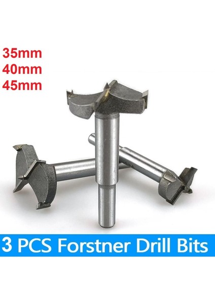 Ahşap Delme Panç Seti 35mm 40mm 45mm 3lü Karot Set Matkap Freze Ucu Menteşe
