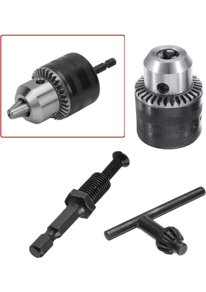 Hex Adaptörlü Matkap Mandreni 1/4 Altıgen Şaftlı 10mm 3/8 Anahtarlı Metal Mandren Anahtarlı
