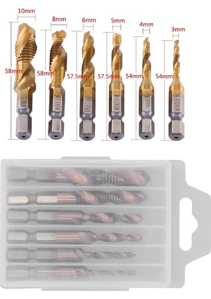 Klavuz Seti 1/4 Bıts Kendinden Matkap Uçlu M3 M4 M5 M6 M8 M10 Titanyum Ahşap Metal Matkap Uçlu