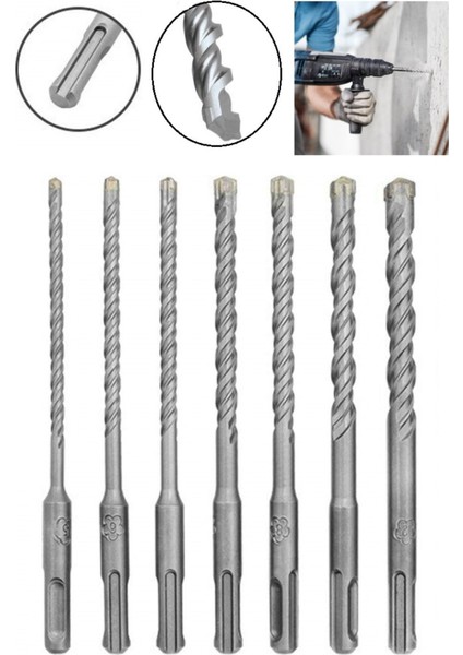 Kırıcı Delici Hilti Için Sds Plus Matkap Ucu Seti 7 Parça 6MM-12MM