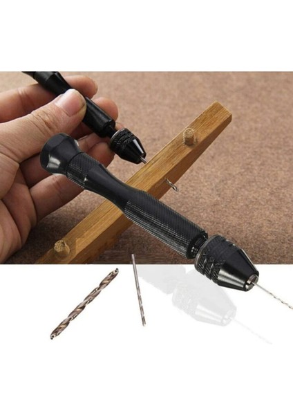 Mini Çok Amaçlı Detay Çalışma Mengenesi 57 mm ve Mekanik El Matkabı Seti 4.6mm 2 Li Matkap Ucu Set