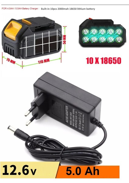 Şarjlı Matkap İçin Şarj Adaptörü 12 Volt 14V 18V 20V 48V 58V Li-On Pil Şarj 5.0 Mh Üniversal