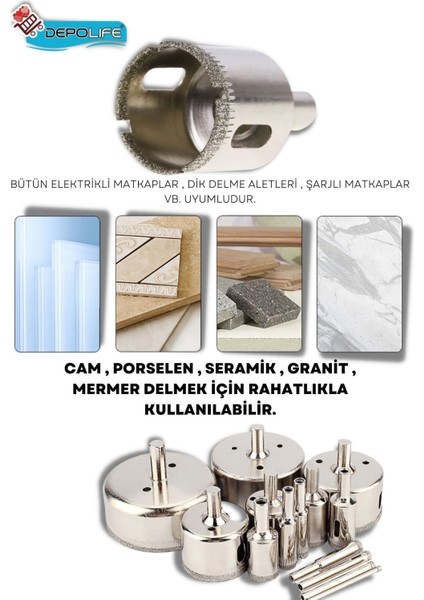 32mm Mermer Granit Fayans Cam Yuvarlak Delme Panç Elmas Uç Yuvarlak Açma Matkap İçin Karot