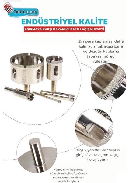 8mm Mermer Granit Fayans Cam Yuvarlak Delme Panç Elmas Uç Yuvarlak Açma Matkap Için Karot modelleri