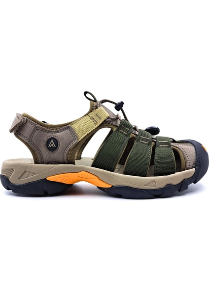 HM710445A Burnu Kapalı Bej Haki Yeşil Erkek Outdoor Trekking Spor Sandalet