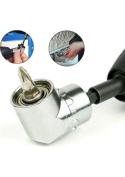 Şarjlı Vidama Matkap İçin 1/4 Hex Adaptörlü Mandren Köşe Vidalama Hızlı Bits Adaptör Seti 3 Parça