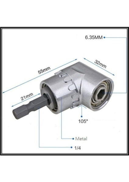 Şarjlı Vidama Matkap İçin 1/4 Hex Adaptörlü Mandren Köşe Vidalama Hızlı Bits Adaptör Seti 3 Parça