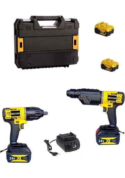 Şarjlı Darbeli Bijon Matkap Vidalama ve Sds Kırıcı Delici Hilti Seti 2 Makina 2 Akü Şarj Çanta