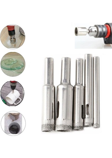 Mermer Granit Fayans Cam Yuvarlak Delme Pancı 3 4 5 6 8 mm Elmas Uç Delik Açma Matkap Karot 5 Parça