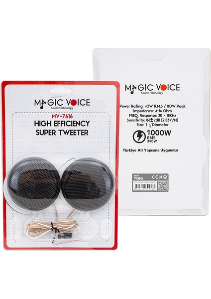 Magıcvoıce MV-7616 80W 40RMS Slim Kasa Oto Tweeter (4744)